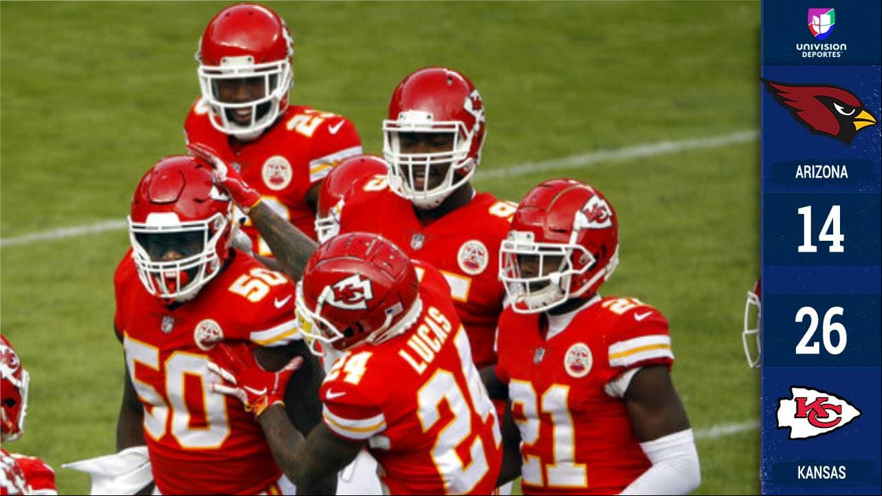 <b>Arizona 14-26 Kansas City</b>. Pat Mahomes siguió con su buena racha al sumar dos pases de anotación en la victoria sobre los Cardinals. Larry Fitzgerald es el segundo mejor WR de la historia en yardas.