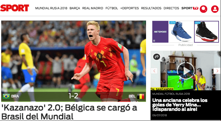 El diario deportivo español 
<i>Sport </i>hace alusión a aquel fatícido 'Maracanazo' al llamarle a esta debacle brasileña 'Kazanazo'.